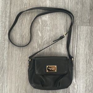 Michael Kors Black Cross Body Bag with Gold Details